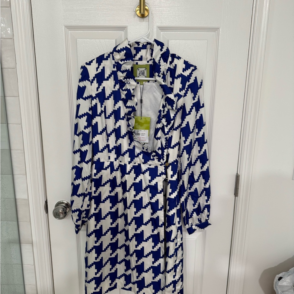 NWT Blue and White Houndstooth Elizabeth McKay Mini Dress